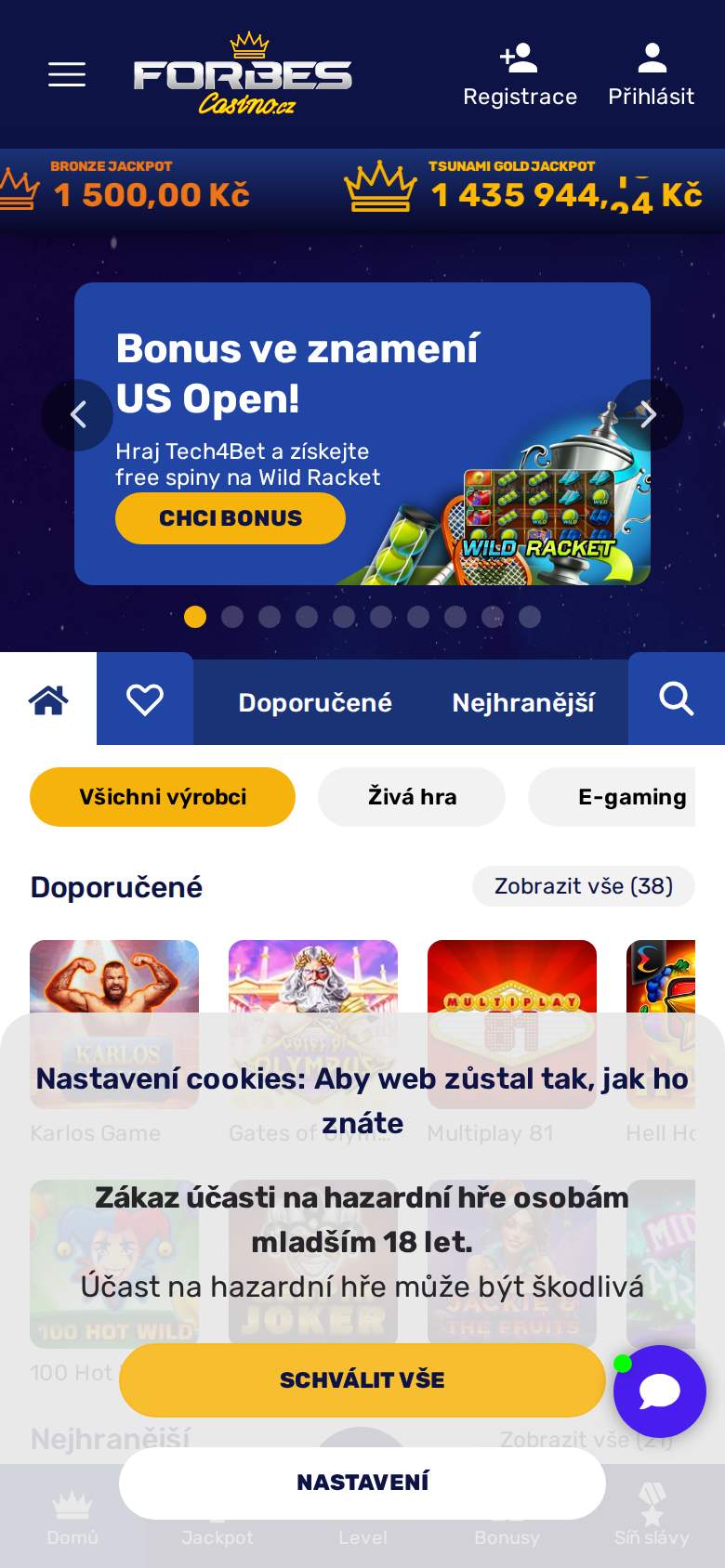 Forbes Casino — domovská stránka