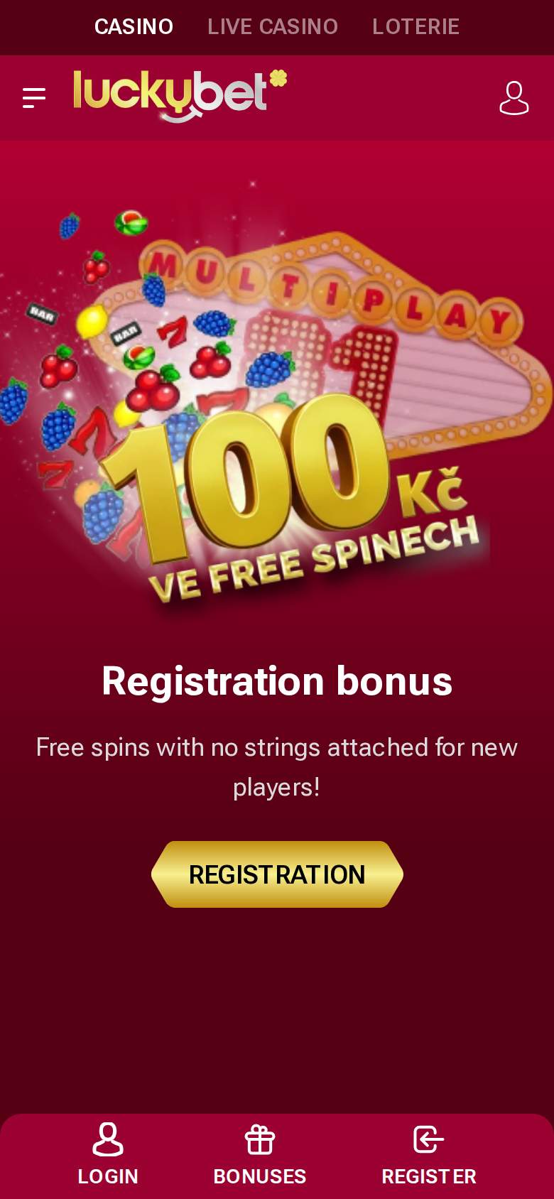 LuckyBet — domovská stránka