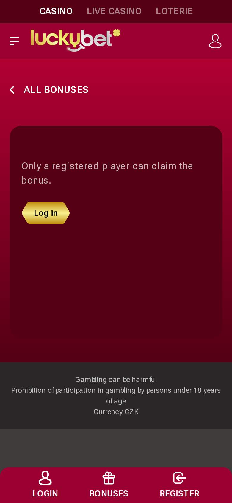 LuckyBet — akční stránka