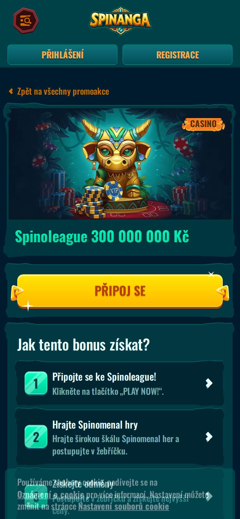 Spinanga — akční stránka